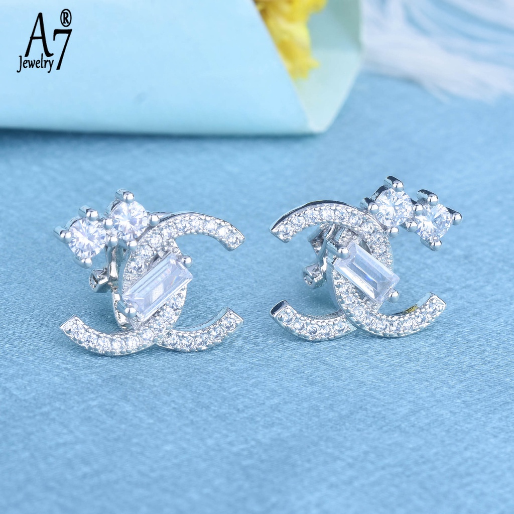 Bông tai bạc 925 hình chữ cái kiểu dáng thời trang