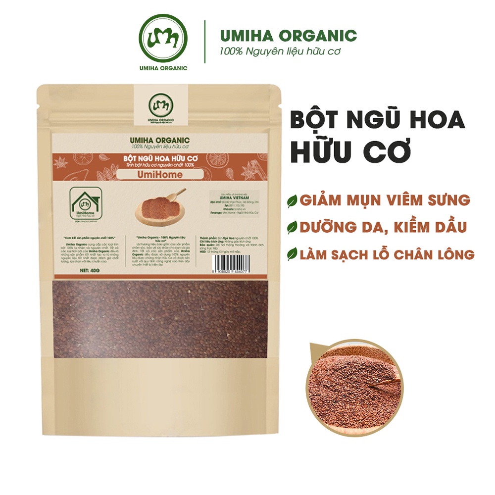 Bột Ngũ Hoa UMIHA nguyên chất 40G - Mặt nạ ngừa mụn, mờ thâm, dưỡng da trắng mịn, se khít lỗ chân lông