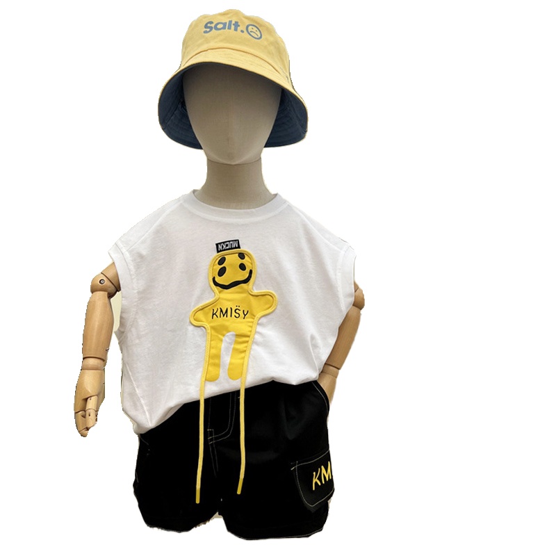 Bộ Đồ 2 Món Áo Thun Không Tay Và Quần Đùi In Họa Tiết Hoạt Hình Phong Cách Phương Tây Hàn Quốc Dành Cho Bé Trai