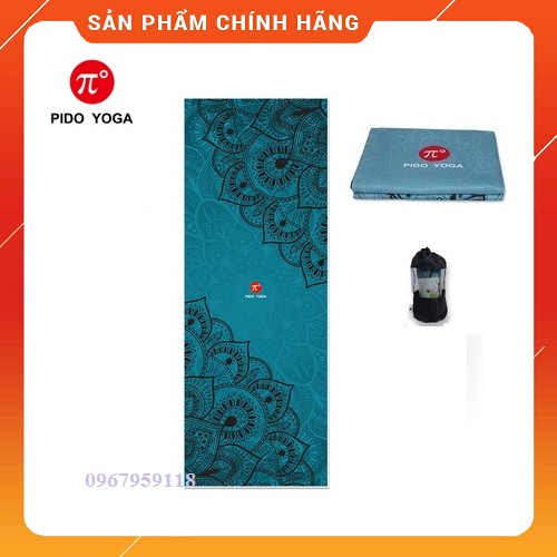 Khăn trải thảm Yoga Pido họa tiết cực đẹp, chống trơn trượt bám dính tốt - Tặng kèm túi đựng tiện lợi