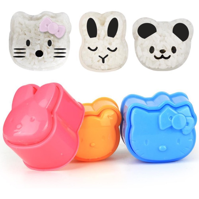 Set 3 khuôn ép cơm bento thỏ gấu hellokitty