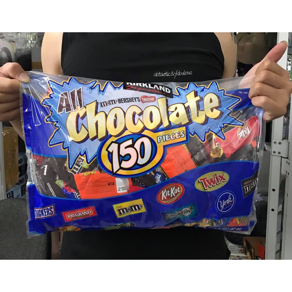 { SALE221 }  ❤️ [Date 8/2021] Gói 150 viên kẹo socola Kirkland 2.55kg Mỹ 10 loại rất ngon (