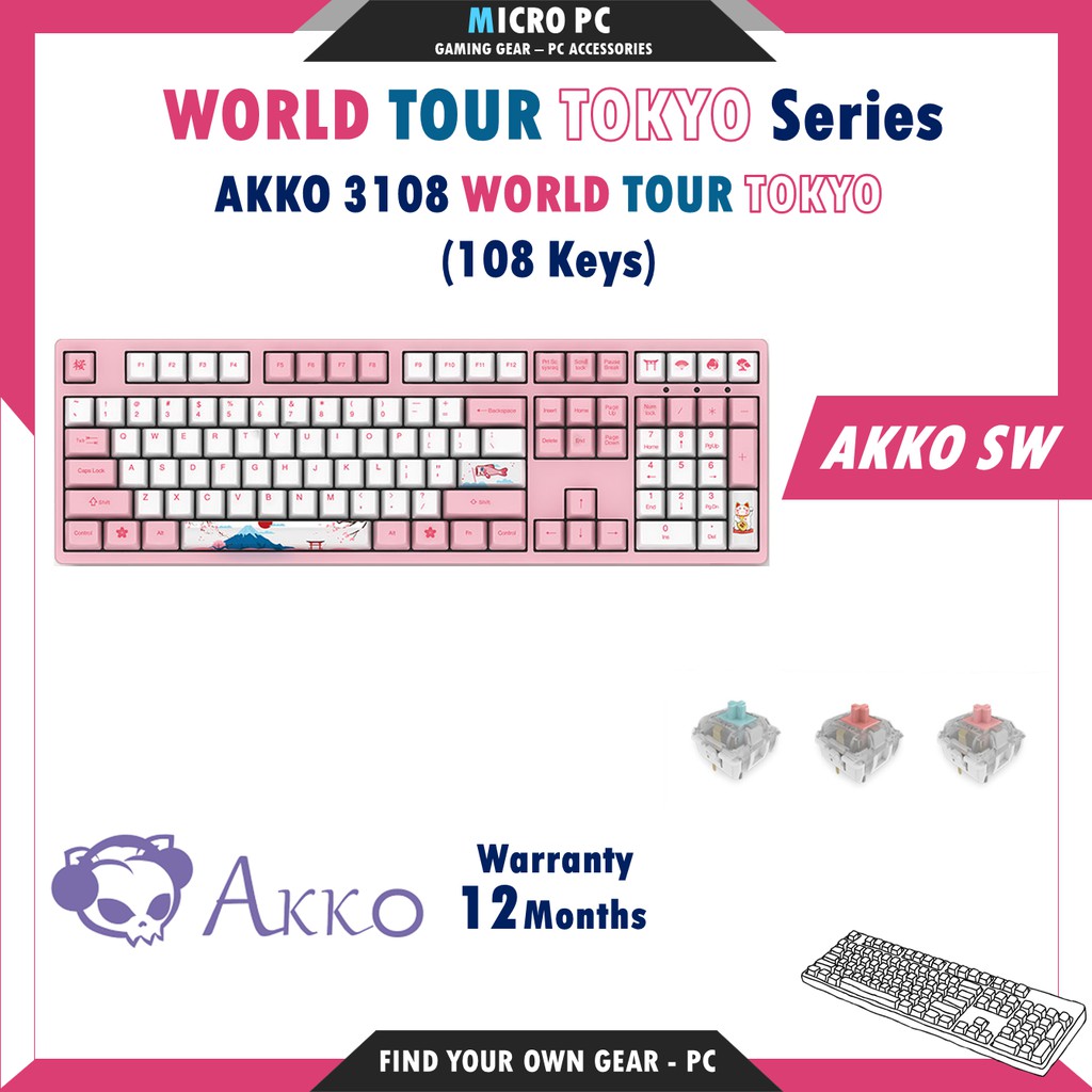 Bàn Phím Cơ🎮FREESHIP🎮 AKKO 3068 / 3084 / 3087 / 3108  World Tour Tokyo - Hàng chính hãng BH 12 Tháng