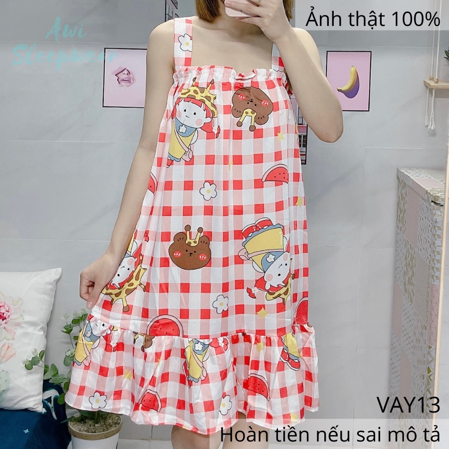 Váy Ngủ 2 Dây Hình Công Chúa Dễ Thương Chất Satin Mát Lạnh - Awi Sleepwear