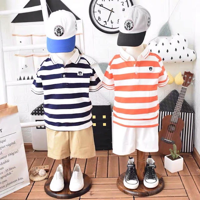 Áo Polo bé cho trai, gái. vải Cotton CVC, chuẩn form, sang chảnh. KẺ SỌC 4 màu . NEWBETTY