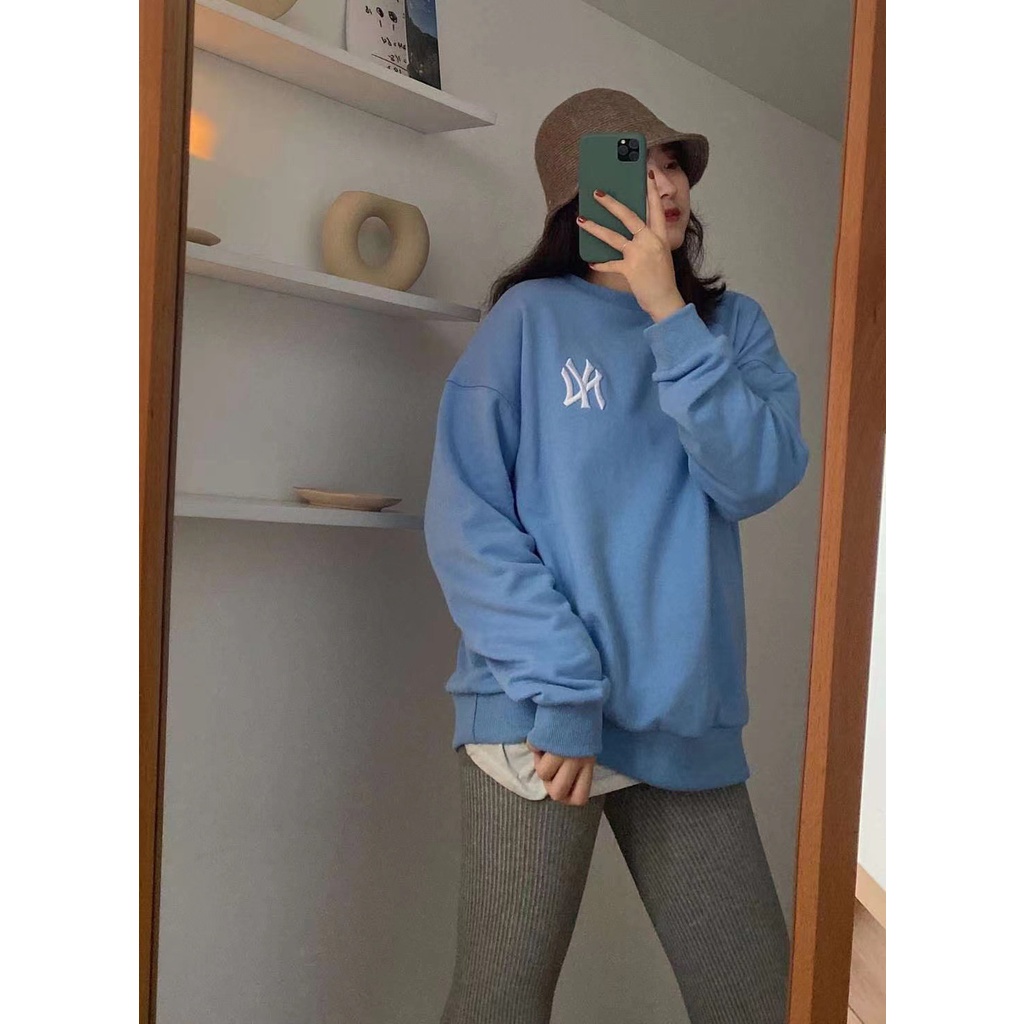 Áo sweater MLB Yankees cổ tròn in logo NY thời trang 2021