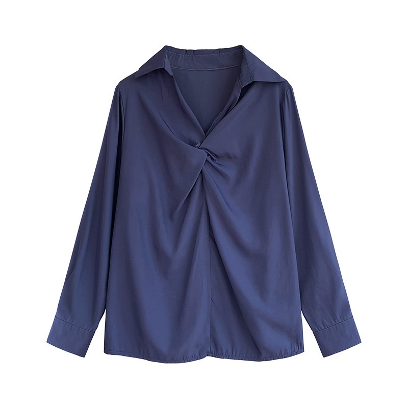 Xiaozhainv Áo kiểu nữ tay dài dáng rộng màu trơn hợp thời trang | BigBuy360 - bigbuy360.vn