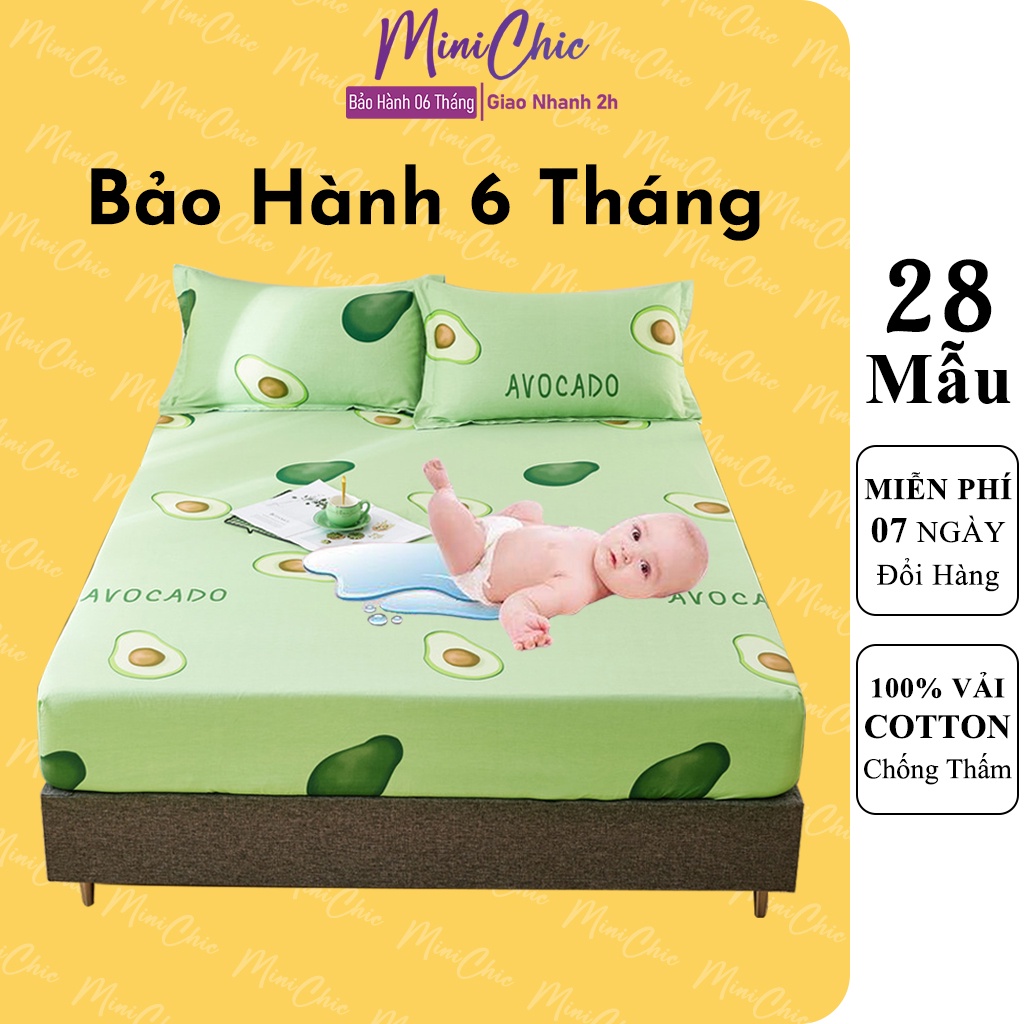 Ga chống thấm cotton MiniChic, ga chống thấm cao cấp cho bé, không sột soạt, thấm mồ hôi ( chat để xem thêm mẫu )
