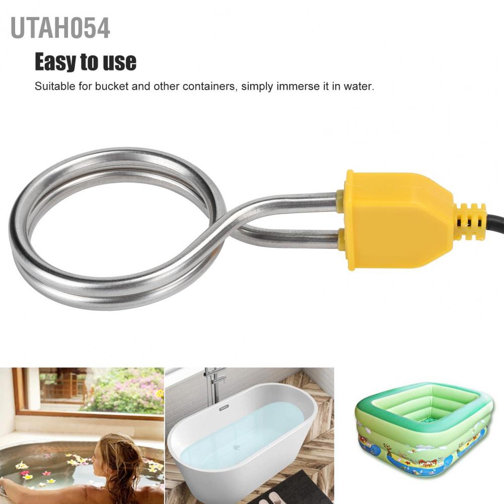 Utah054 1200W Stainless Steel Immersion Heater Portable Boiler Water Heating Rod for Home Travel