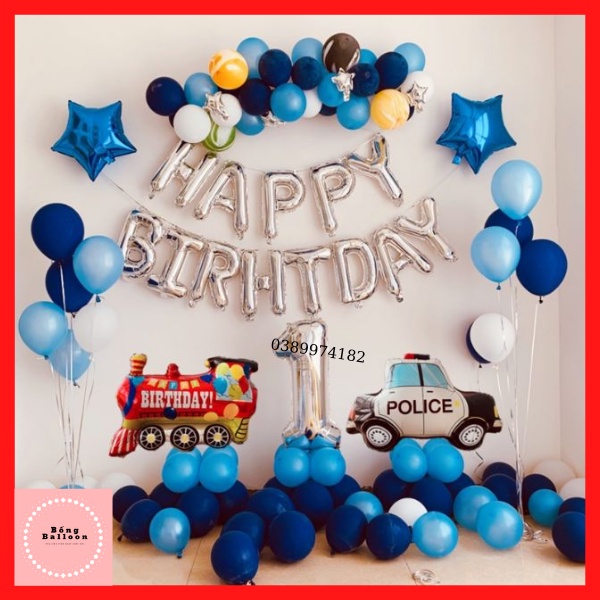 Set bóng trang trí sinh nhật cho bé trai chủ đề ô tô biệt đội xe cứu hộ BT1  - Bống Balloon Shop