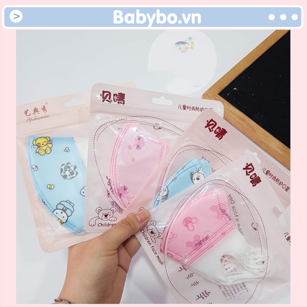 Khẩu trang kháng khuẩn, set 5 chiếc khẩu trang tiệt trùng chống bụi, chống dịch bệnh cho bé từ 0-2 tuổi