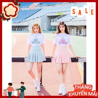 Chân váy tennis trơn trắng và đen hottrend có quần trong phong cách Hàn Quốc