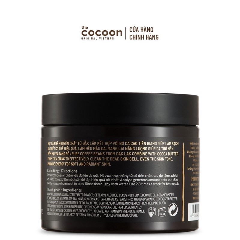 [HÀNG CHÍNH HÃNG]Tẩy Da Chết Cơ Thể Cà Phê Đắk Lắk Cocoon 200ml(Dak lak coffee body polish)