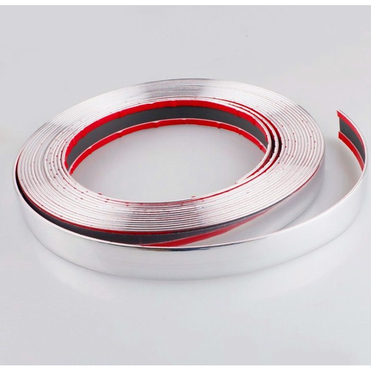 (Tặng kèm chai dung môi) Nẹp viền mạ crom cho ô tô dài 15m. Kích thước 1cm - 1.5cm - 2cm - 2.5cm - 3cm