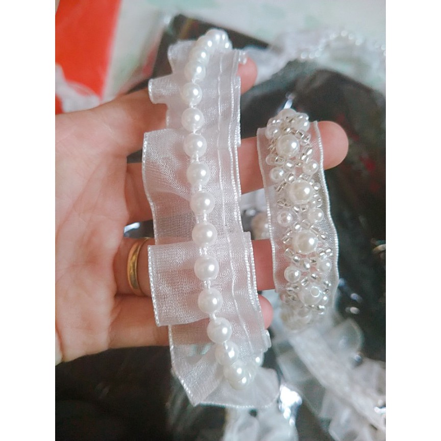 Dây Viền Hạt - Ren Viền - Ren Bèo Trang Trí Áo Váy