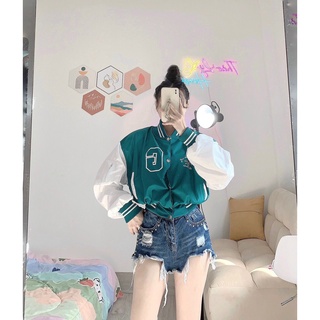 Áo khoác gió nữ bomber croptop chữ G