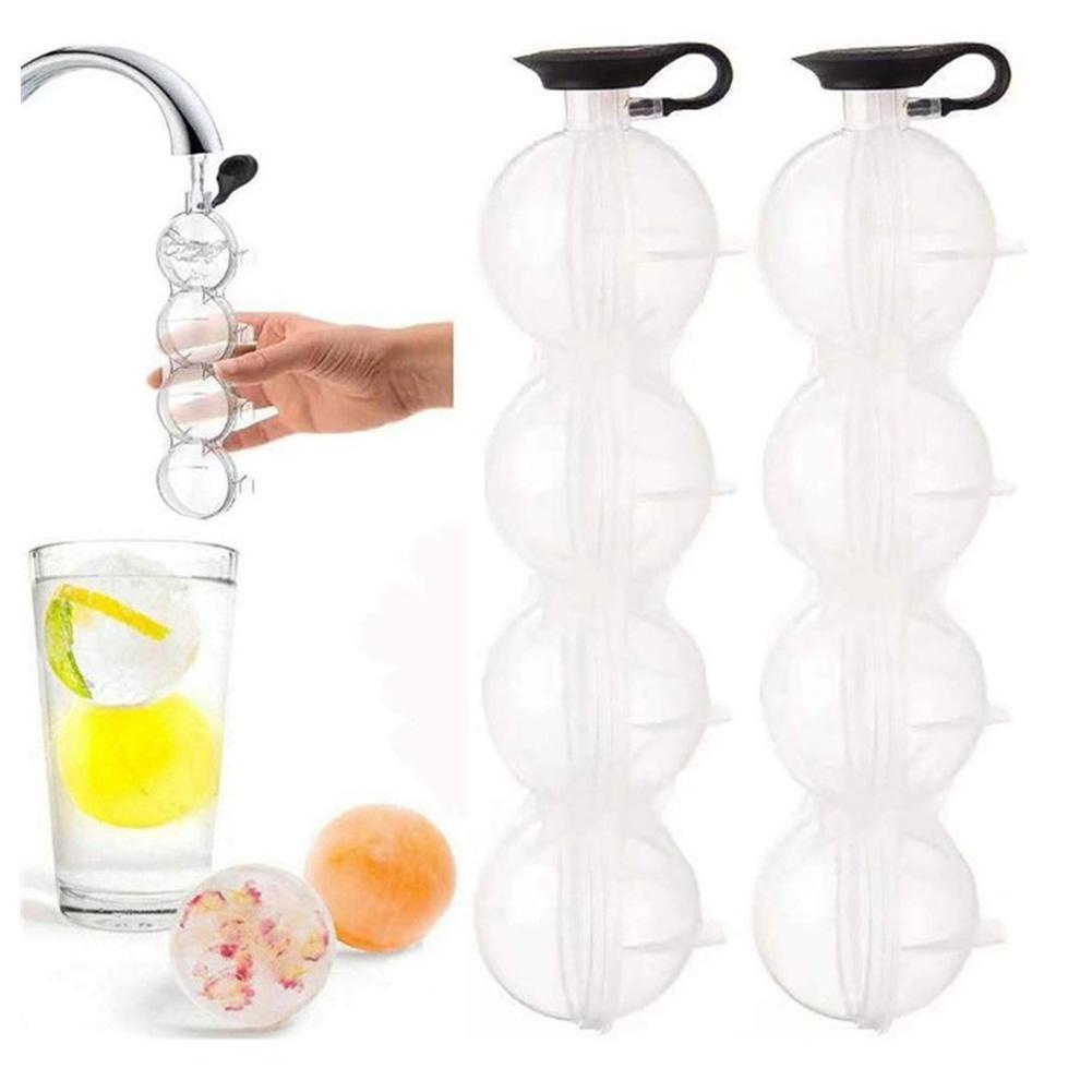Khuôn Silicone Làm Đá Viên Tròn 4 Ngăn DIY E0G1 Tiện Lợi