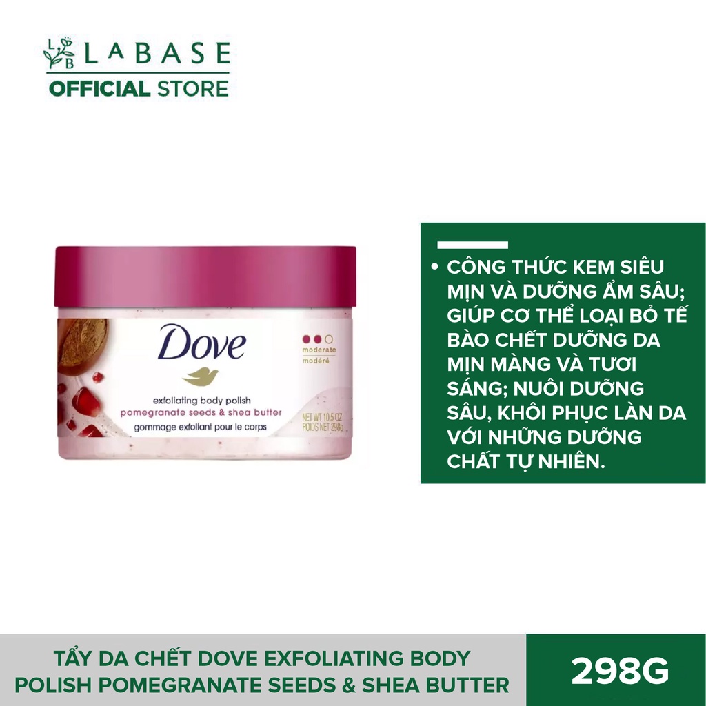 Tẩy da chết Dove Exfoliating Body Polish Pomegranate Seeds &amp; Shea Butter Hũ 298g