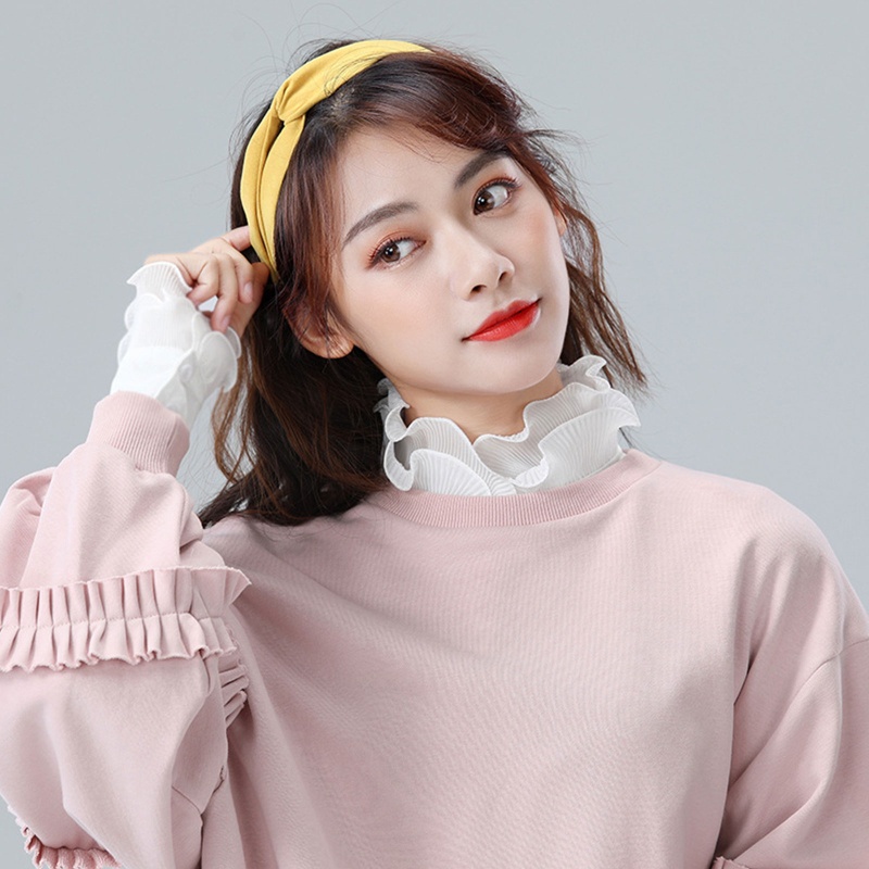 Cổ Áo Sơ Mi Voan Giả Hai Lớp Phối Bèo Và Nút Có Thể Tháo Rời Thời Trang Cho Nữ