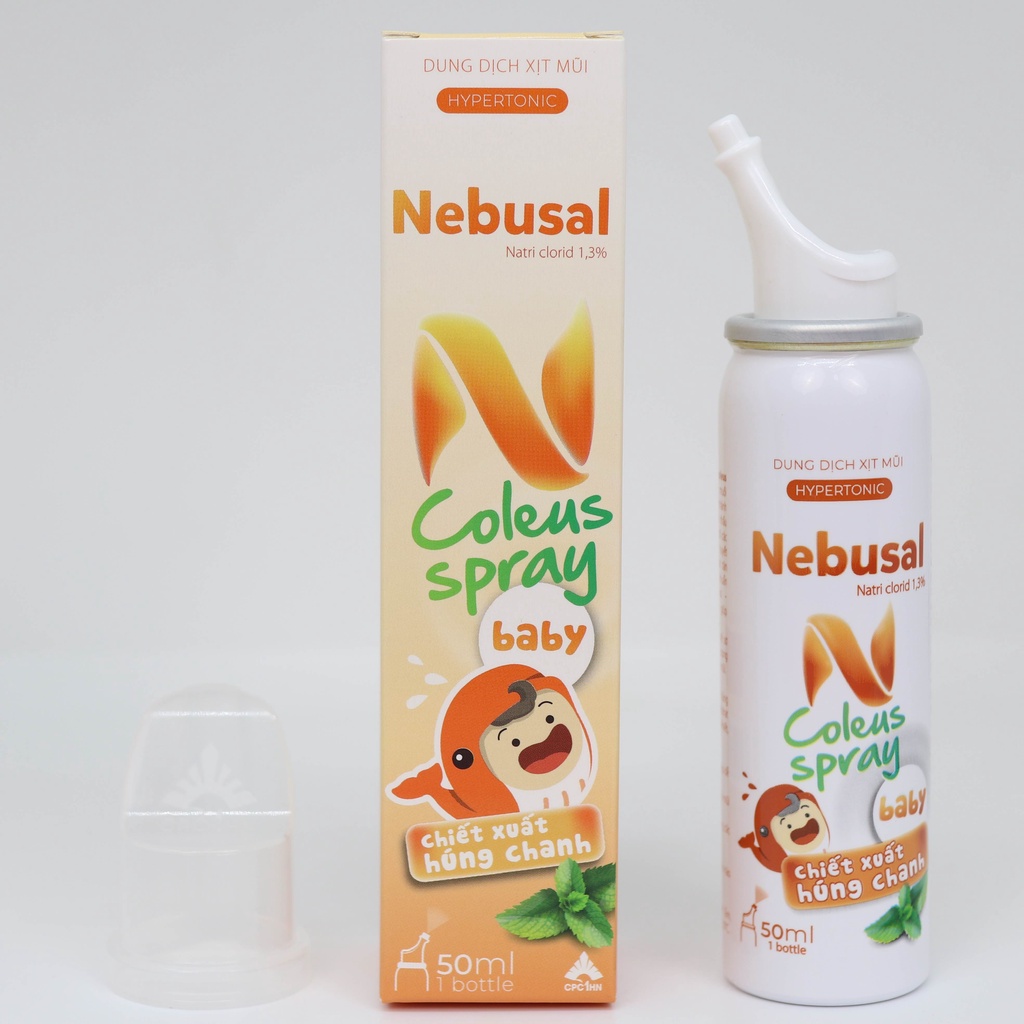 (CHÍNH HÃNG) Xịt Mũi Nebusal Húng Chanh giảm Nghẹt Mũi - Sổ mũi cho trẻ em (50ml)