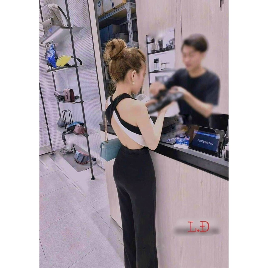 [sale 50% free ship] Jum dáng dài đi chơi tiệc siêu đẹp với thiết kế cổ yếm chéo, phong cách hỡ lưng phối quần dài xòe