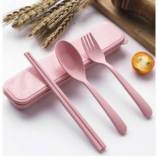 Bộ Đũa Thìa Dĩa Làm Từ Thân Lúa Mạch (màu ngẫu nhiên)