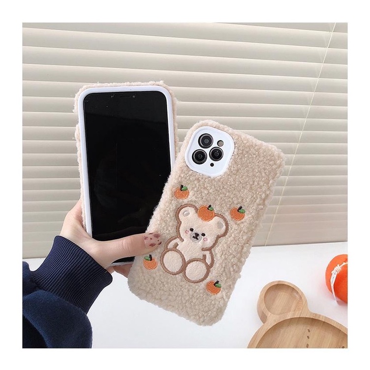 Ốp lưng, case điện thoại hình gấu,chất liệu lông cho iphone 7/8plus/x/xs/xsmax/11/11promax/12/12pro/12promax