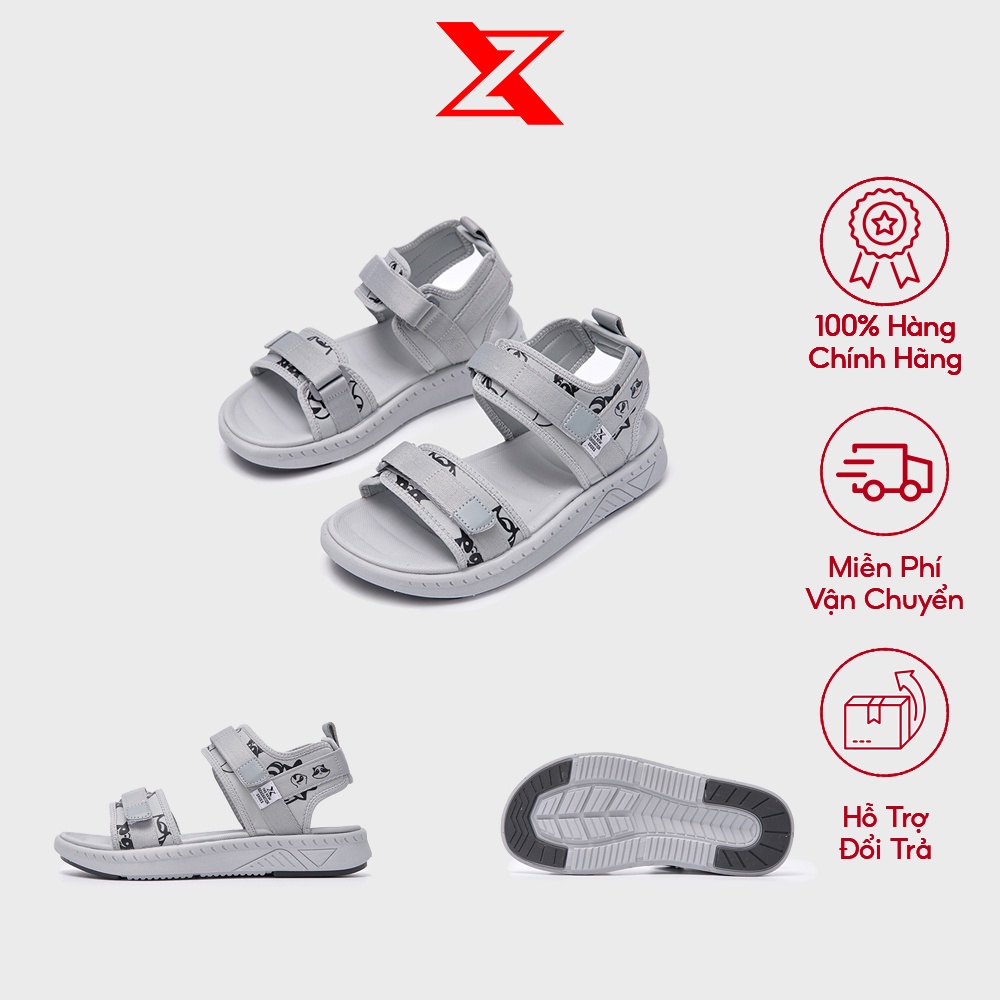 Giày Sandal Nam nữ SD ZX 2726 quai bấm đế bằng - Black White - Grey - Ver Raccoon