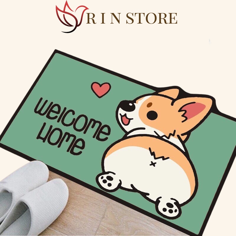 Thảm lau chân chống trượt thấm nước , thảm chùi chân hình thú