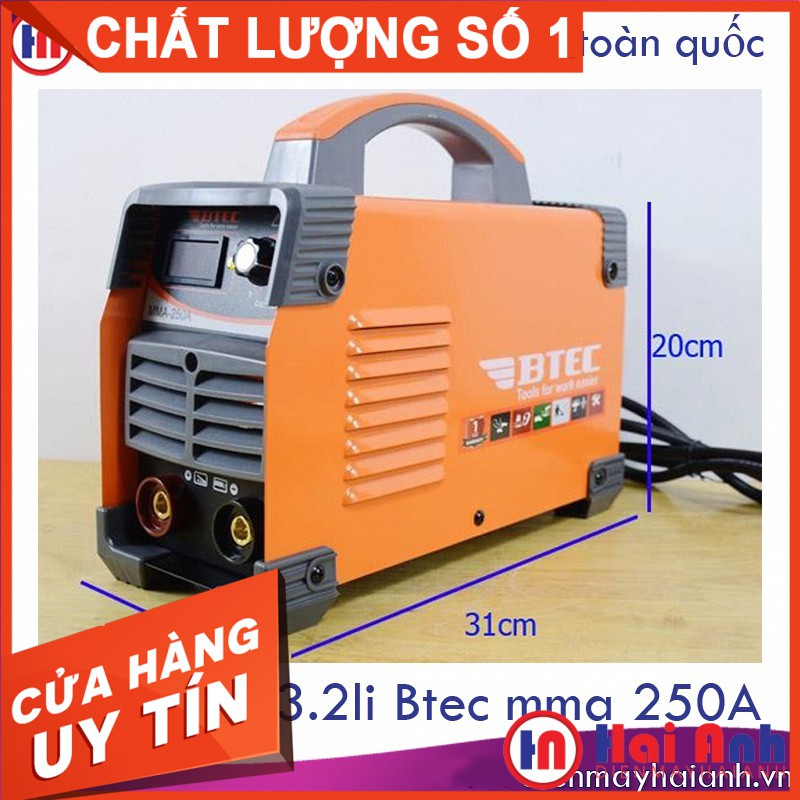 Máy hàn điện tử BTEC MMA-250A chính hãng,que 3.2 - 4.0mm, công nghệ Nhật Bản IGBT Inverter. BH 12 tháng