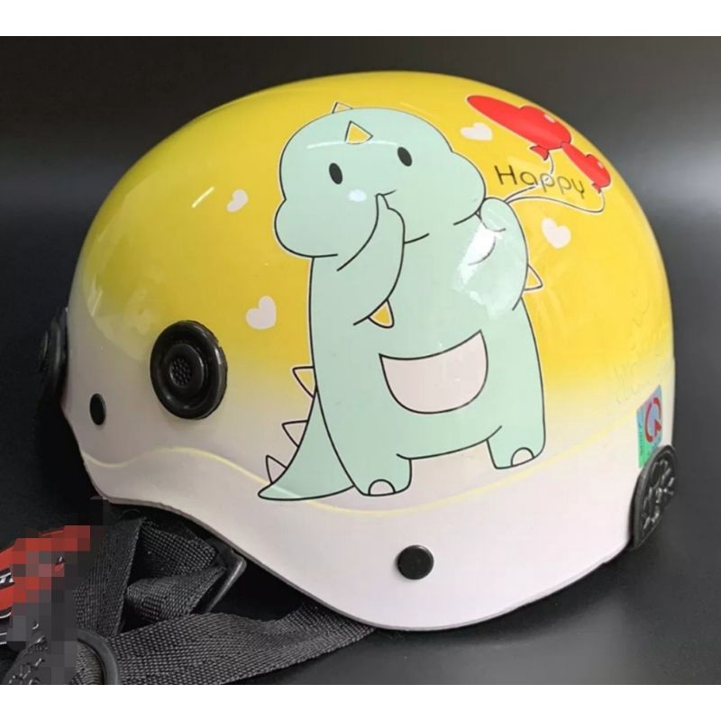 Trend 2023-Nón/Mũ bảohiểmsơn mix 2 màu in hình khủng long kute