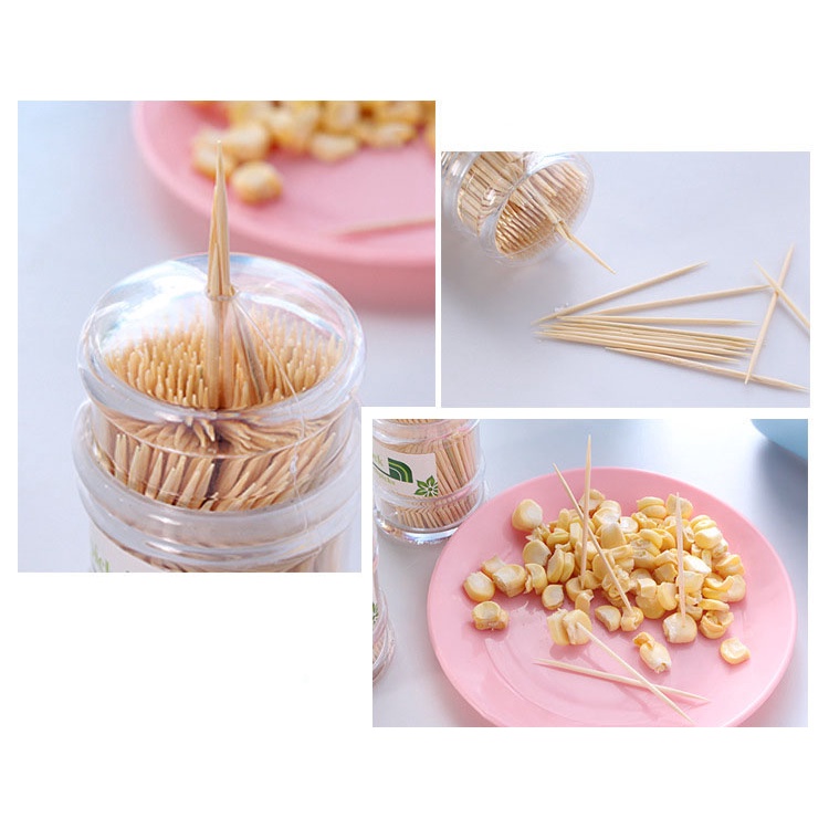 Lọ đựng tăm bằng nhựa trong suốt tặng kèm 250 tăm