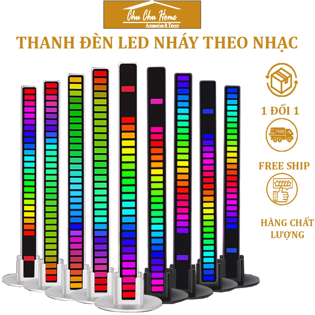 Thanh đèn led rgb nháy theo nhạc,16 TRIỆU MÀU ĐIỀU KHIỂN BẰNG APP TẶNG SẠC, đèn trang trí,decor phòng cảm biến âm thanh