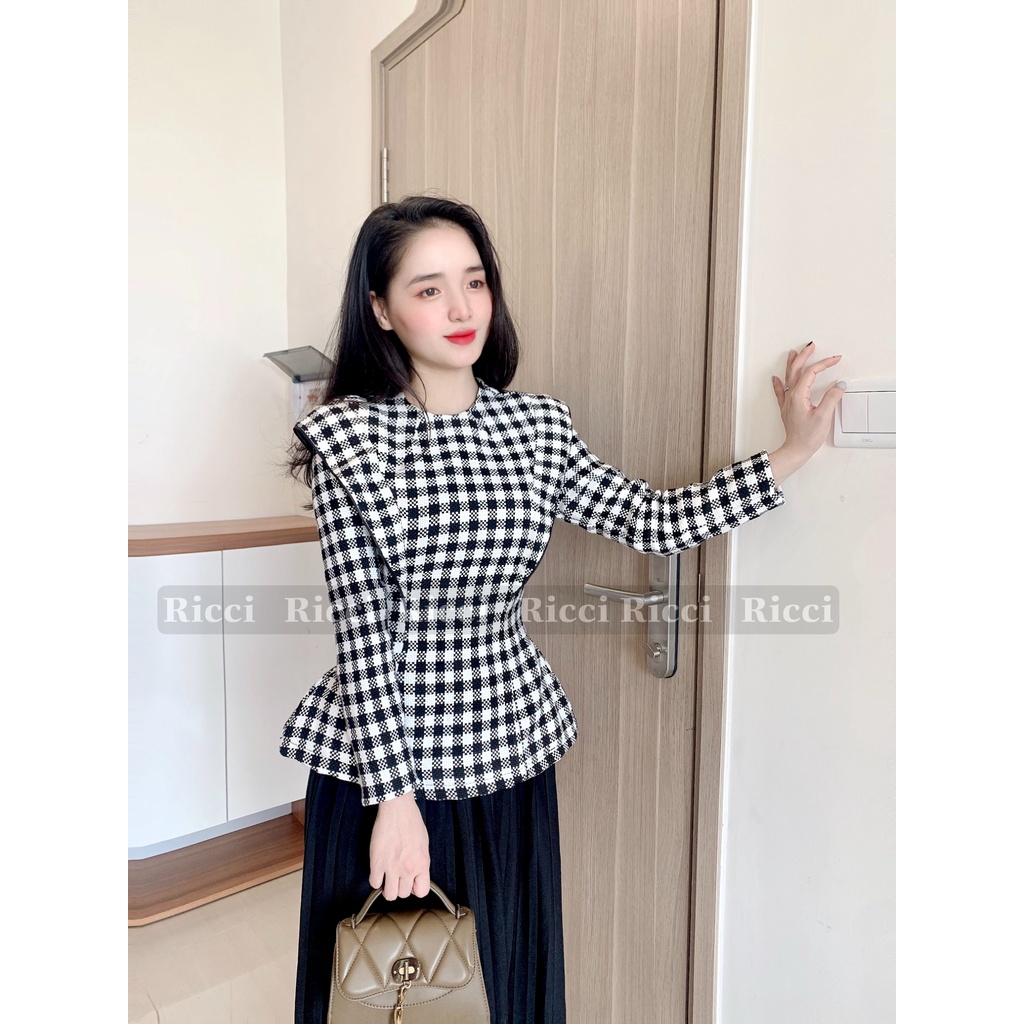  Áo Cecil Tweed Ricci thiết kế chất liệu Tweed caro cao cấp mềm | RICCI OFFICIAL | BigBuy360 - bigbuy360.vn