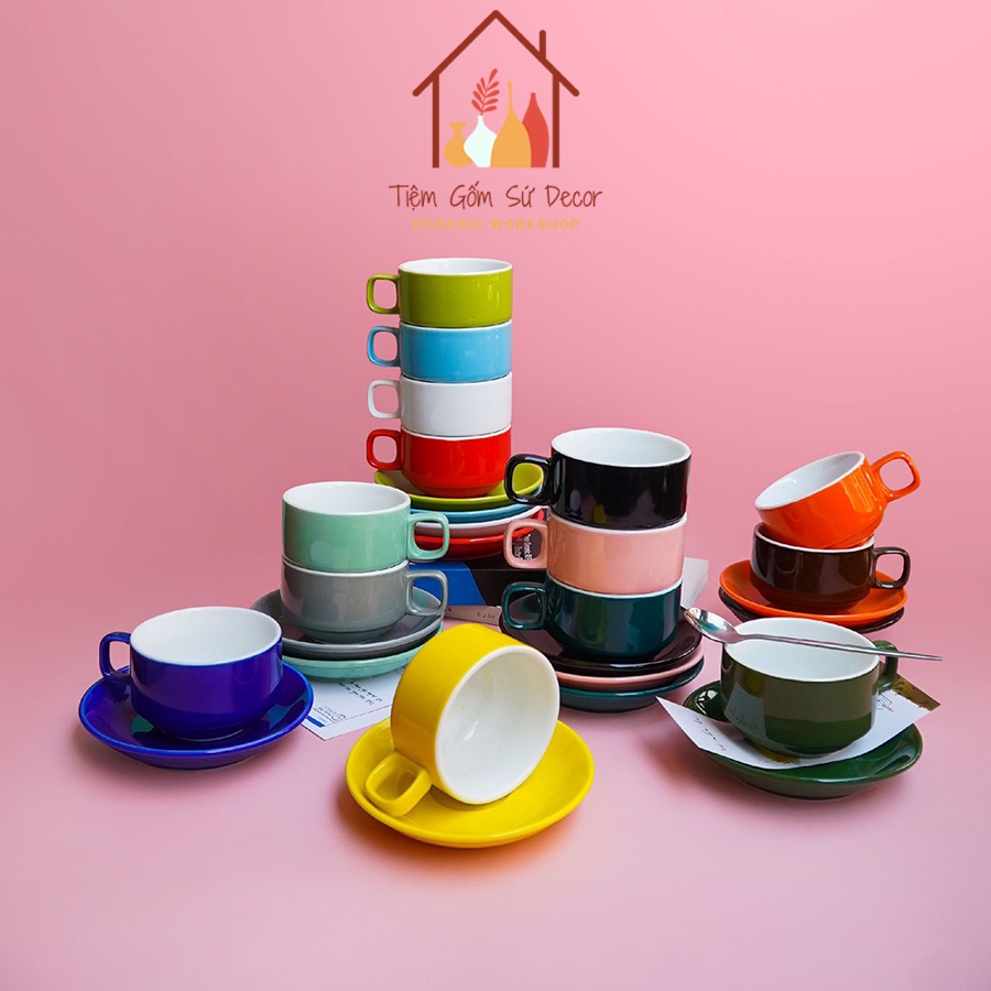 Cốc sứ Bát Tràng chính hãng, uống trà cà phê men khử chì, nhiều màu lựa chọn