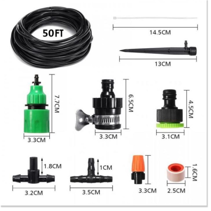 Combo bộ tưới cây tự động gồm 20 đầu tưới phun sương, 20m dây dẫn nước, 1 đồng hộ đặt thời gian tưới tự động và phụ kiện