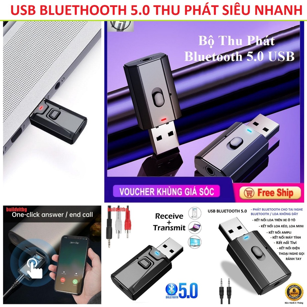 Usb Bluethooth thu phát âm thanh đạt chuẩn 5.0 loại xịn chinh hãng hàng cao câp bảo hanhg 12 tháng