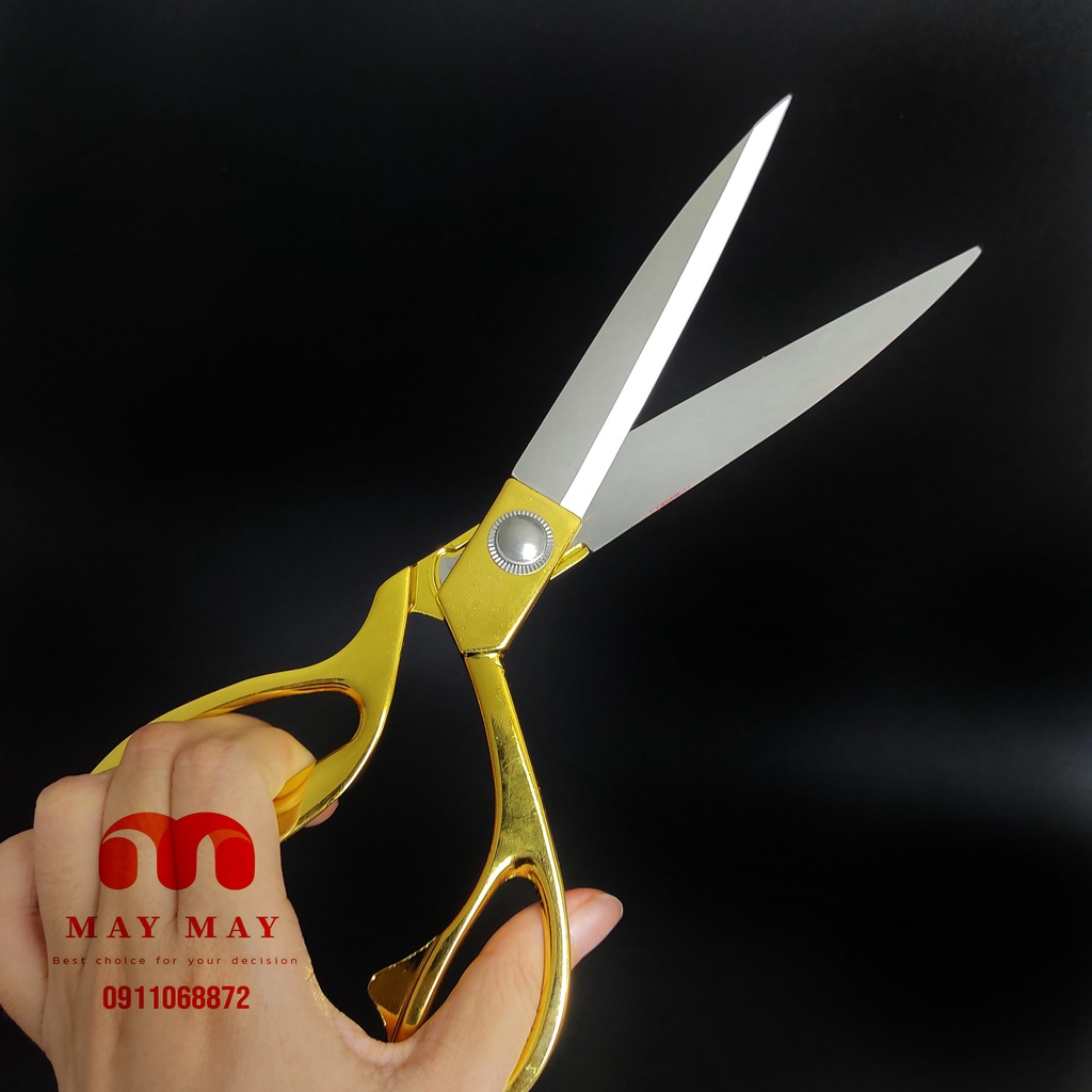 Kéo cắt vải thợ may K38, kéo cắt băng khánh thành, mạ vàng hoặc inox thép không gỉ siêu sắc bén