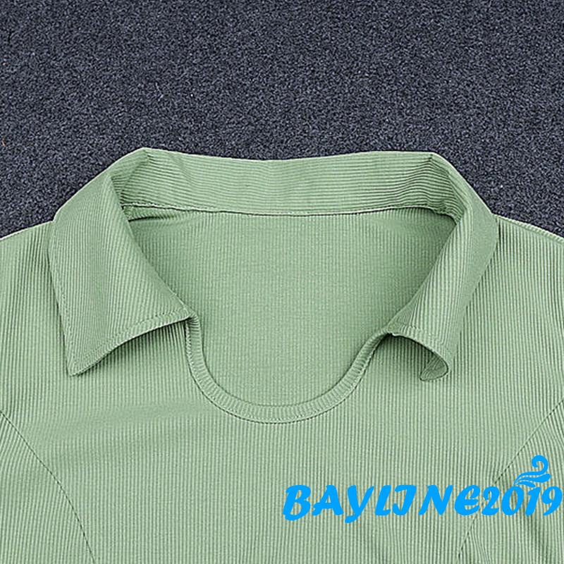 Áo Croptop Tay Ngắn Cổ Bẻ Màu Trơn Thời Trang Mùa Hè Dành Cho Nữ