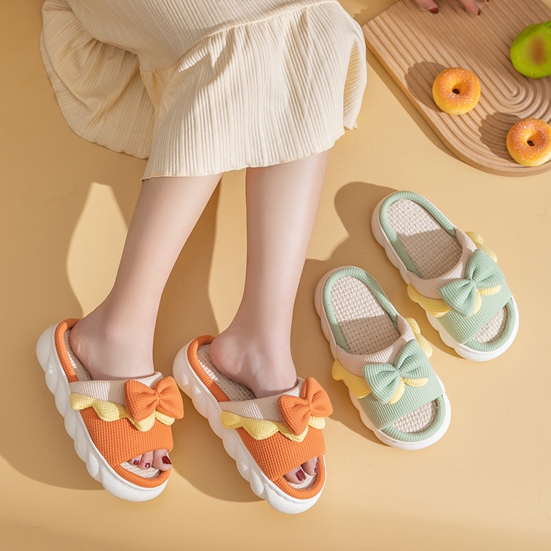 Dép Bông Đi Trong Nhà Hình Nơ Hottrend Siêu CUTE Ngộ Nghĩnh DE6