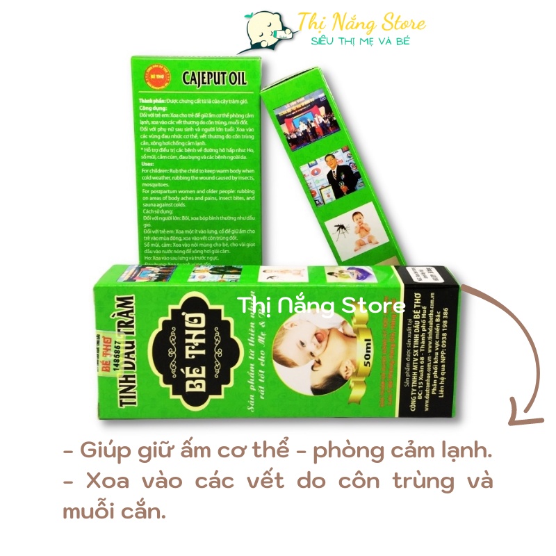 Tinh Dầu Tràm Bé Thơ 50ml Tinh Dầu Tràm Huế Nguyên Chất Nguyên Liệu 100% Tự Nhiên Tinh Dầu Tràm Cho Bé Chính Hãng