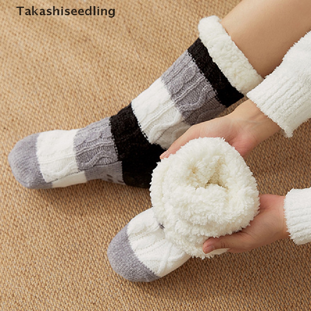 (Takashiseedling) Vớ Đi Trong Nhà Lót Lông Cừu Dày Giữ Ấm Mùa Đông Mới Dành Cho Bạn Nữ Bán Chạy
