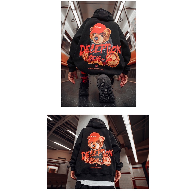 Áo hoodie form rộng deception chất nỉ bông mũ dày 2 lớp | BigBuy360 - bigbuy360.vn