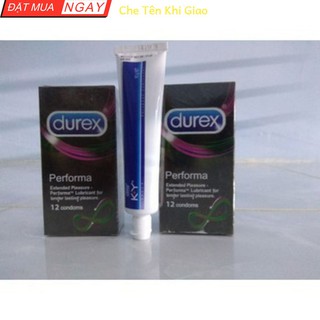 Combo 2 hộp bao cao su Durex kéo dài quan hệ và gel KY Chính Hãng