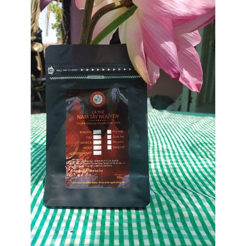 Cà phê ROBUSTA HONEY được rang mộc nguyên chất 100% và đóng gói 500gr của xưởng cà phê Nam Tây Nguyên