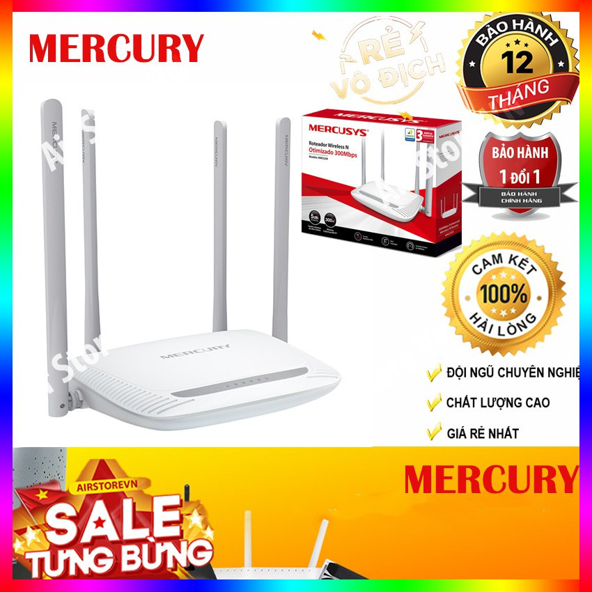 BỘ PHÁT WIFI MERCURY MW325R - XUYÊN TƯỜNG 4 ANTEN ( TRẮNG )