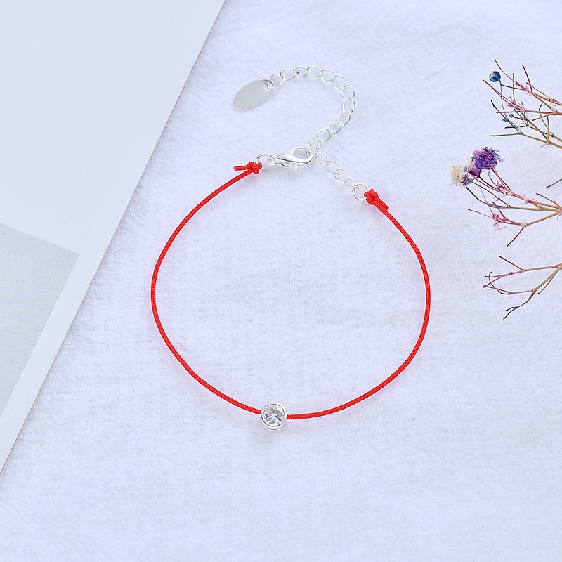 Vòng Tay Dây Đỏ Đính Đá Phong Cách Đơn Giản Cho Cặp Đôi