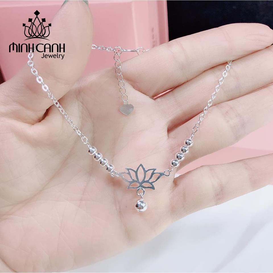 Lắc Chân Nữ Đài Sen Mix Bi Bạc Ta - Minh Canh Jewelry