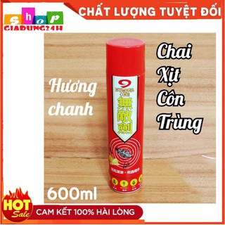 Chai (Bình) xịt muỗi - côn trùng NUMBER ONE chai lớn 600ml hương chanh-Giadung24h