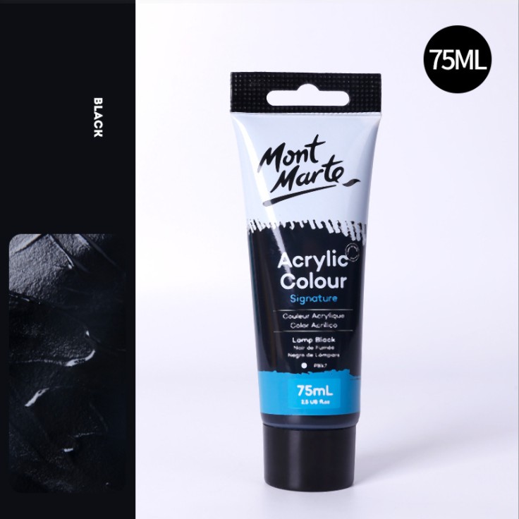 Màu Acrylic Mont Marte 75ml - Lamp Black - Acrylic Colour Paint Signature 75ml (2.54oz) - MSCH7532